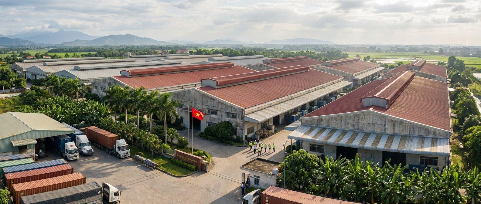 Aerial view of a manufacturing complex in Vietnam.