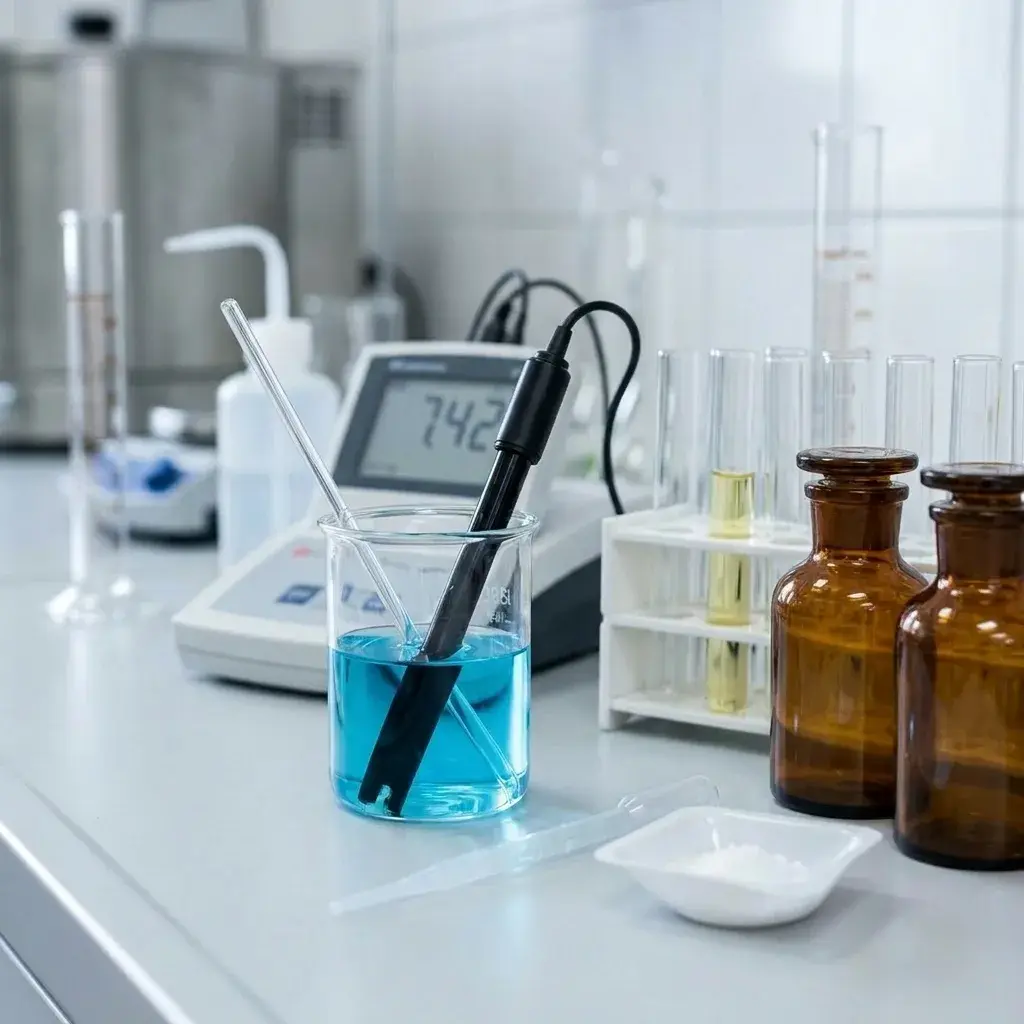 Installation d'analyse chimique en laboratoire utilisee pour evaluer la composition d'un produit.