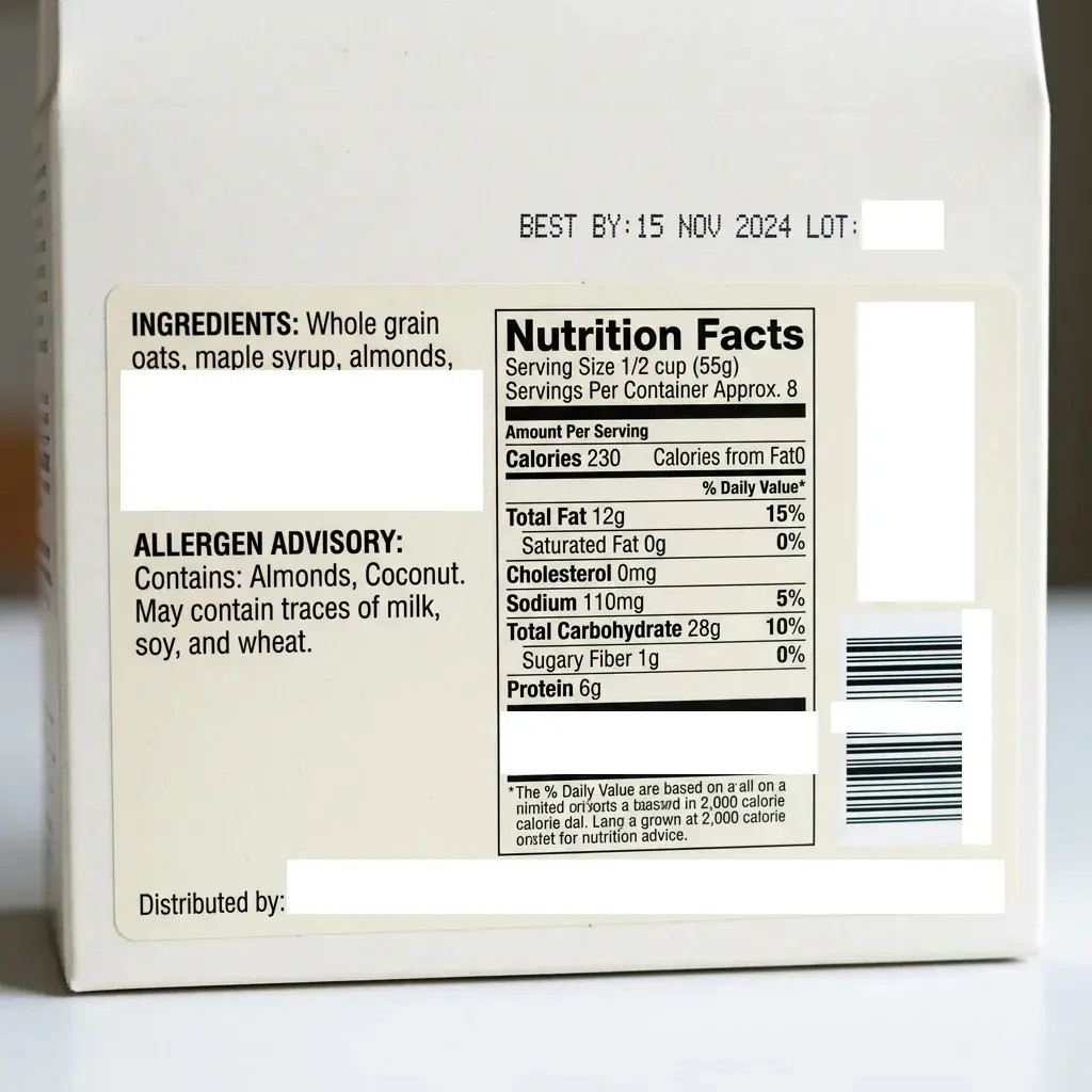 Controle d'etiquetage utilise pour verifier les informations produit et les marquages de conformite.